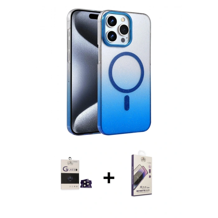 MARSİLYAN™- iPhone 14 Pro Max Kılıf Ahenk Doku Özel Seri - Siyah Bilvis 3D Mat Cam Ekran Koruyucu + Bilvis Titan Kamera Lens - SH