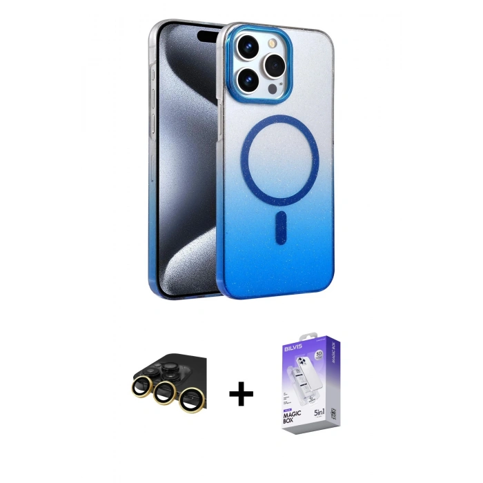 MARSİLYAN™- iPhone 14 Pro Max Kılıf Ahenk Doku Özel Seri - Siyah Bilvis 5in1 3D Magic Cam Ekran Koruyucu + Raze Metal Kamera Lens - GD