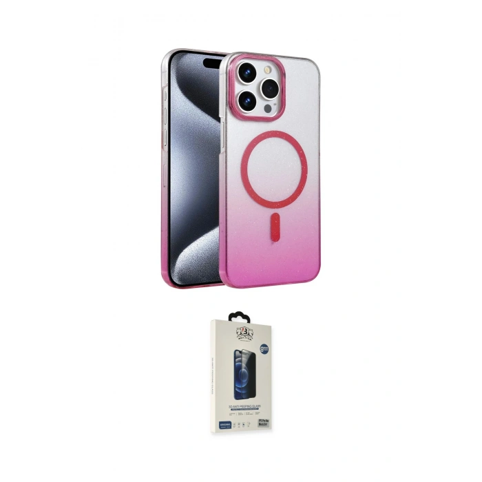 MARSİLYAN™- iPhone 14 Pro Max Kılıf Ahenk Doku Özel Seri - Siyah Bilvis Hayalet Cam Ekran Koruyucu