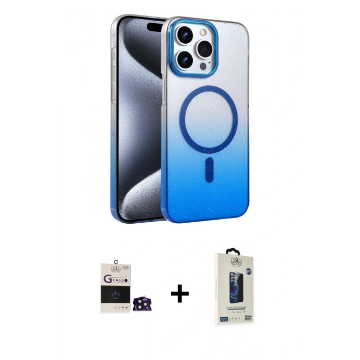 MARSİLYAN™- iPhone 14 Pro Max Kılıf Ahenk Doku Özel Seri - Siyah Bilvis Hayalet Cam Ekran Koruyucu + Bilvis Titan Kamera Lens - DNMR