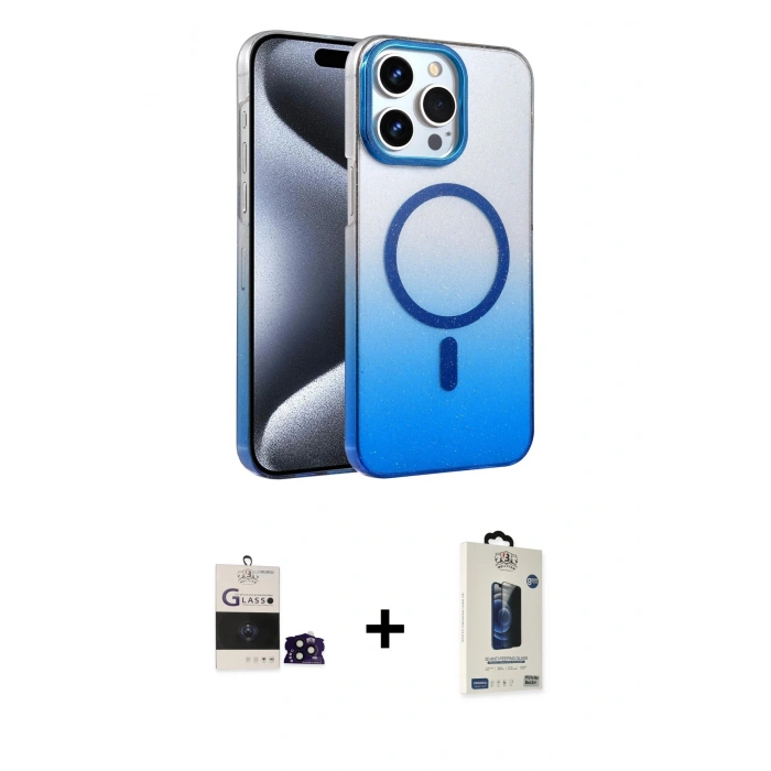 MARSİLYAN™- iPhone 14 Pro Max Kılıf Ahenk Doku Özel Seri - Siyah Bilvis Hayalet Cam Ekran Koruyucu + Bilvis Titan Kamera Lens - SH