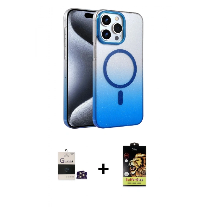MARSİLYAN™- iPhone 14 Pro Max Kılıf Ahenk Doku Özel Seri - Siyah Buffer Cam Ekran Koruyucu + Bilvis Titan Kamera Lens - GD