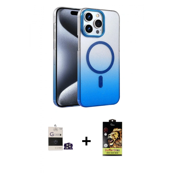 MARSİLYAN™- iPhone 14 Pro Max Kılıf Ahenk Doku Özel Seri - Siyah Buffer Cam Ekran Koruyucu + Gümüş Bilvis Titan Kamera Lens