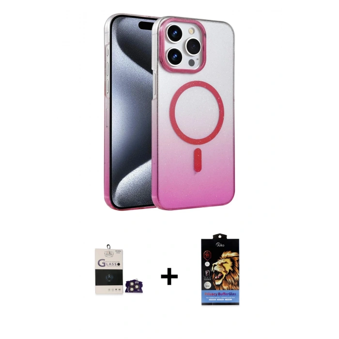 MARSİLYAN™- iPhone 14 Pro Max Kılıf Ahenk Doku Özel Seri - Siyah Buffer Hayalet Cam Ekran Koruyucu + Bilvis Titan Kamera Lens - GD