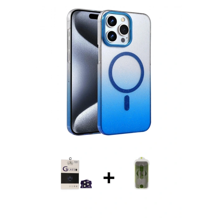 MARSİLYAN™- iPhone 14 Pro Max Kılıf Ahenk Doku Özel Seri - Siyah Joko Magic 5D Hayalet Cam + Bilvis Titan Kamera Lens - DNMR