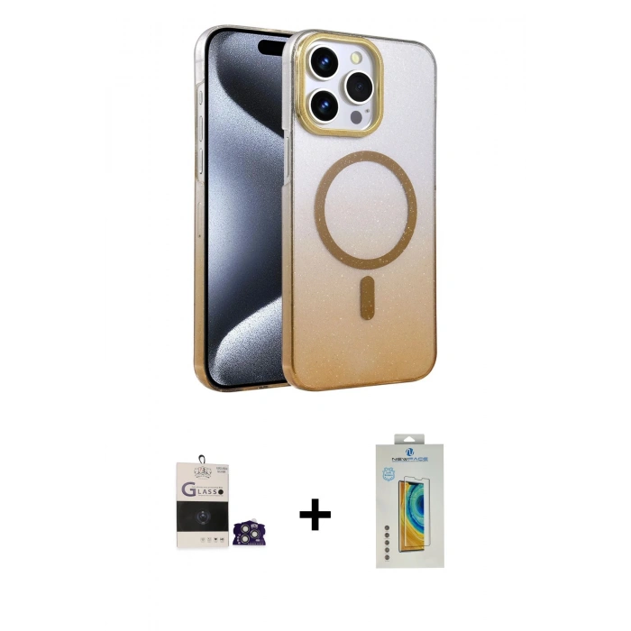 MARSİLYAN™- iPhone 14 Pro Max Kılıf Ahenk Doku Özel Seri - Siyah Polymer Nano Ekran Koruyucu + Bilvis Titan Kamera Lens - GS