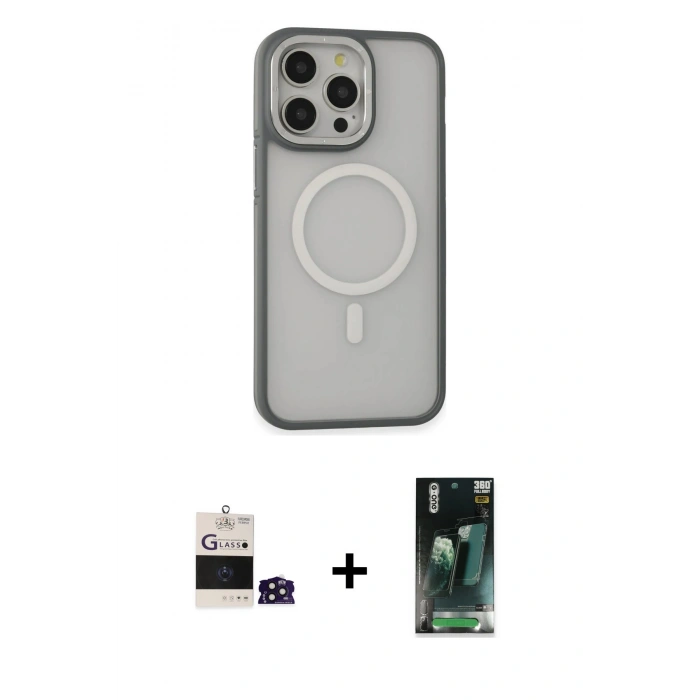 MARSİLYAN™- iPhone 14 Pro Max Kılıf Ahenk Form Serisi - Şeffaf 360 Full Body Arka Koruyucu + Bilvis Titan Kamera Lens - DNMR