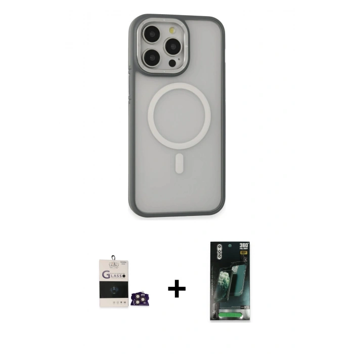 MARSİLYAN™- iPhone 14 Pro Max Kılıf Ahenk Form Serisi - Şeffaf 360 Full Body Arka Koruyucu + Bilvis Titan Kamera Lens - GD