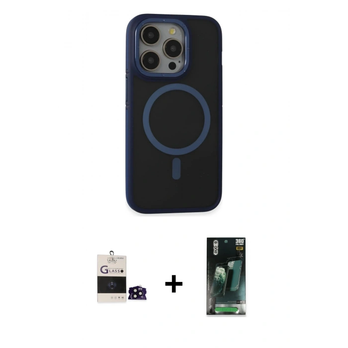 MARSİLYAN™- iPhone 14 Pro Max Kılıf Ahenk Form Serisi - Şeffaf 360 Full Body Arka Koruyucu + Bilvis Titan Kamera Lens - SH