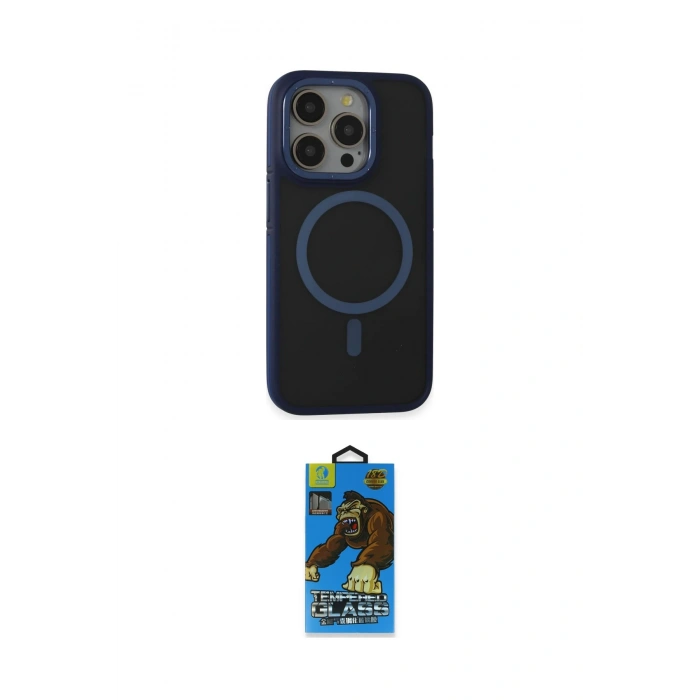 MARSİLYAN™- iPhone 14 Pro Max Kılıf Ahenk Form Serisi - Siyah 18D Cam Ekran Koruyucu