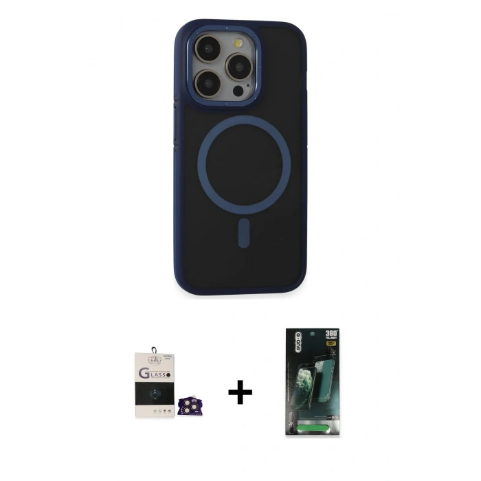 MARSİLYAN™- iPhone 14 Pro Max Kılıf Ahenk Form Serisi - Siyah 360 Mat Full Body Arka Koruyucu + Bilvis Titan Kamera Lens - GD