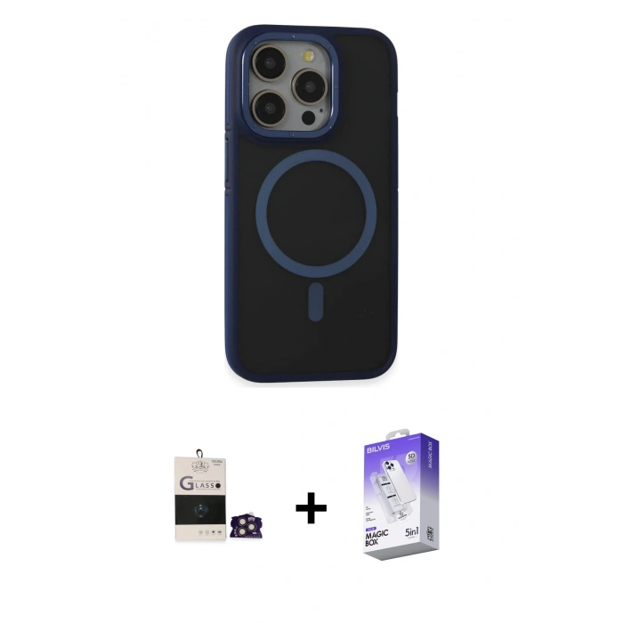 MARSİLYAN™- iPhone 14 Pro Max Kılıf Ahenk Form Serisi - Siyah Bilvis 5in1 3D Magic Cam Ekran Koruyucu + Bilvis Titan Kamera Lens - GD