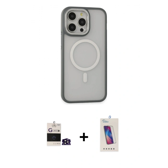 MARSİLYAN™- iPhone 14 Pro Max Kılıf Ahenk Form Serisi - Siyah Joko 5D Cam + Bilvis Titan Kamera Lens - DNMR