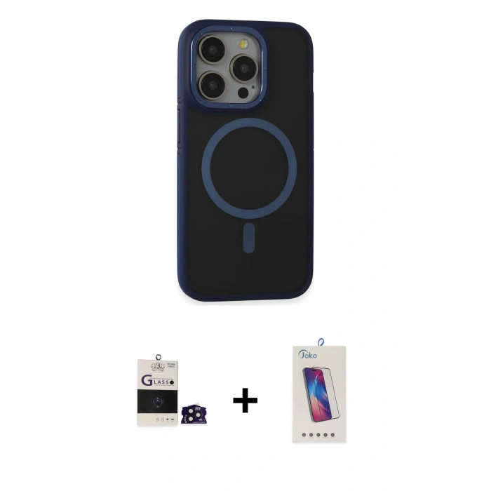 MARSİLYAN™- iPhone 14 Pro Max Kılıf Ahenk Form Serisi - Siyah Joko 5D Cam + Bilvis Titan Kamera Lens - DNMR