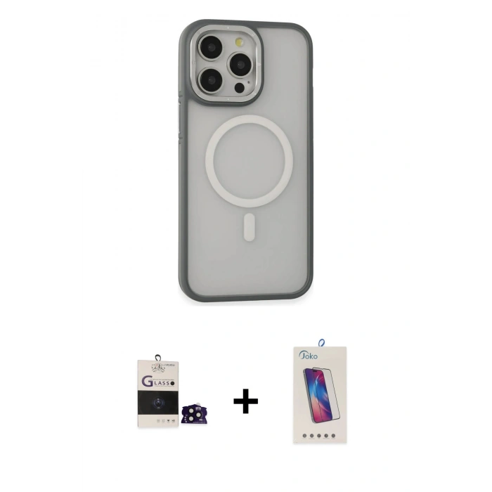 MARSİLYAN™- iPhone 14 Pro Max Kılıf Ahenk Form Serisi - Siyah Joko 5D Cam + Bilvis Titan Kamera Lens - SH