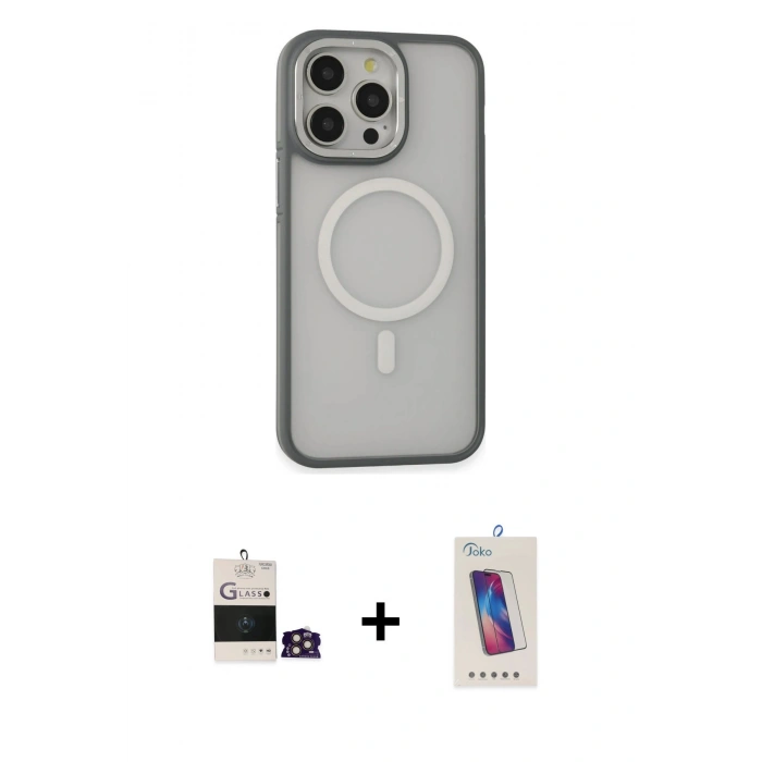 MARSİLYAN™- iPhone 14 Pro Max Kılıf Ahenk Form Serisi - Siyah Joko 5D Cam + Bilvis Titan Kamera Lens - GD