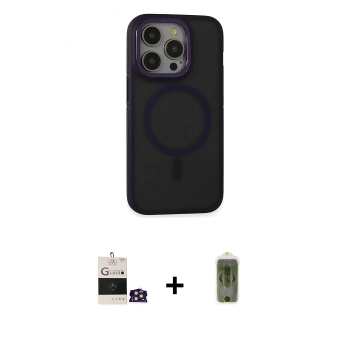 MARSİLYAN™- iPhone 14 Pro Max Kılıf Ahenk Form Serisi - Siyah Joko Magic 5D Hayalet Cam + Bilvis Titan Kamera Lens - GD