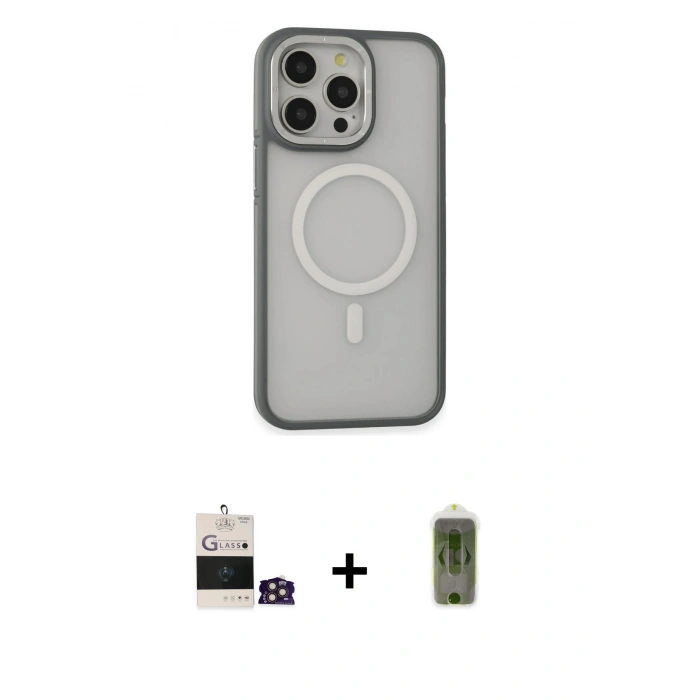 MARSİLYAN™- iPhone 14 Pro Max Kılıf Ahenk Form Serisi - Siyah Joko Magic 5D Hayalet Cam + Bilvis Titan Kamera Lens - GD