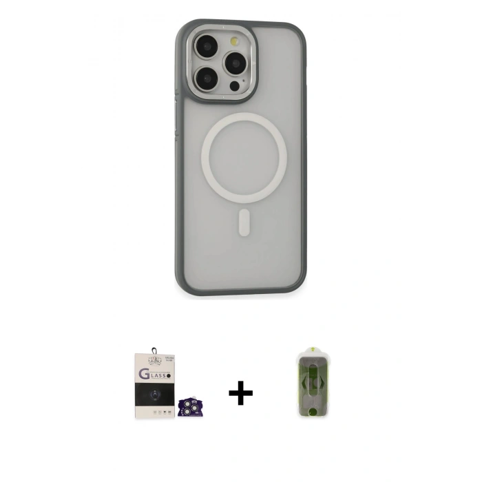 MARSİLYAN™- iPhone 14 Pro Max Kılıf Ahenk Form Serisi - Siyah Joko Magic 5D Hayalet Cam + Bilvis Titan Kamera Lens - GS