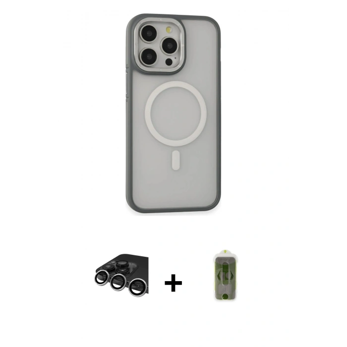 MARSİLYAN™- iPhone 14 Pro Max Kılıf Ahenk Form Serisi - Siyah Joko Magic 5D Hayalet Cam + Raze Metal Kamera Lens - GS