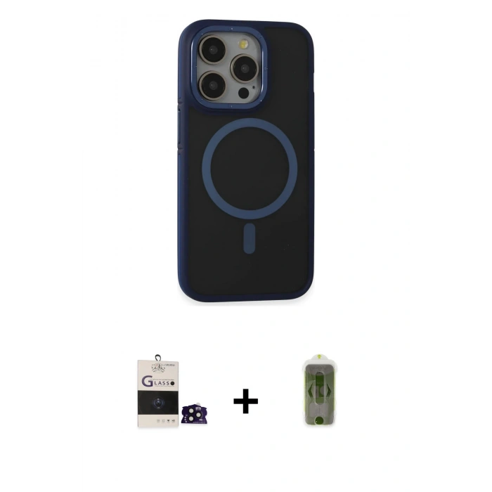 MARSİLYAN™- iPhone 14 Pro Max Kılıf Ahenk Form Serisi - Siyah Joko Magic 5D Hayalet Cam + Bilvis Titan Kamera Lens - SH