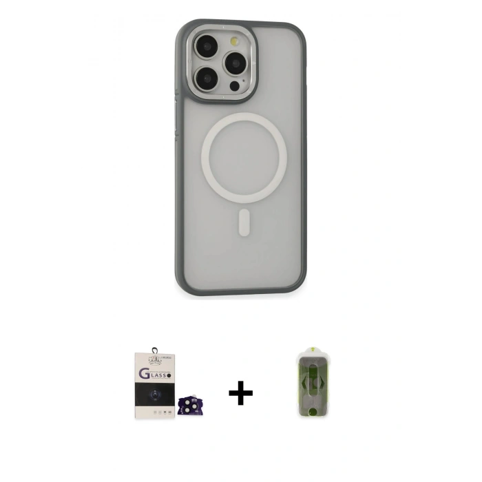 MARSİLYAN™- iPhone 14 Pro Max Kılıf Ahenk Form Serisi - Siyah Joko Magic 5D Hayalet Cam + Bilvis Titan Kamera Lens - SH