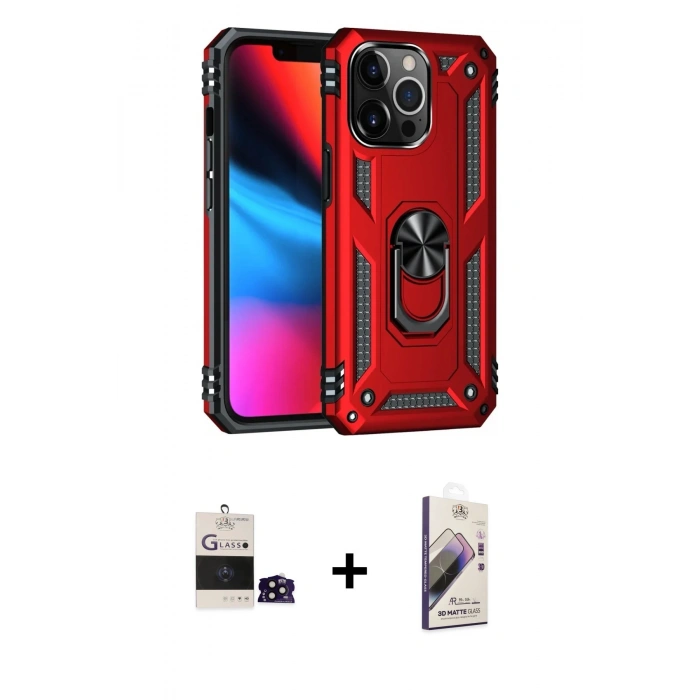 MARSİLYAN™- iPhone 14 Pro Max Kılıf Ahenk Klasik Koleksiyonu - Siyah Bilvis 3D Mat Cam Ekran Koruyucu + Siyah Bilvis Titan Kamera Lens