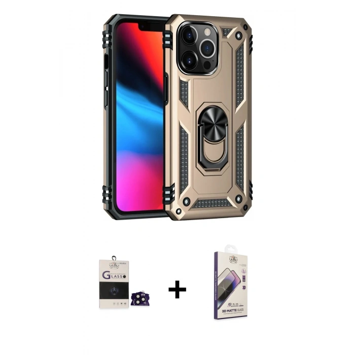 MARSİLYAN™- iPhone 14 Pro Max Kılıf Ahenk Klasik Koleksiyonu - Siyah Bilvis 3D Mat Cam Ekran Koruyucu + Siyah Bilvis Titan Kamera Lens