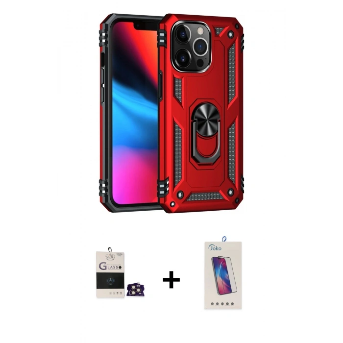 MARSİLYAN™- iPhone 14 Pro Max Kılıf Ahenk Klasik Koleksiyonu - Siyah Joko 5D Cam + Bilvis Titan Kamera Lens - GD