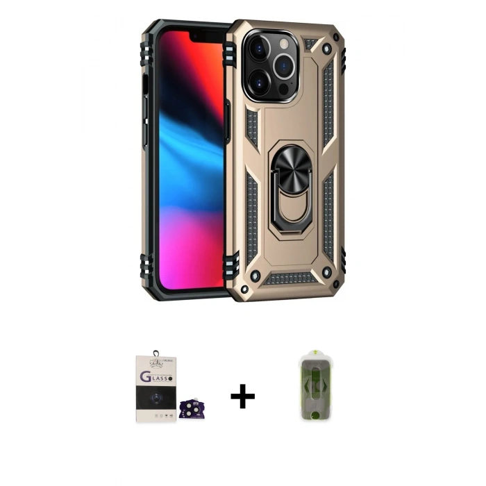 MARSİLYAN™- iPhone 14 Pro Max Kılıf Ahenk Klasik Koleksiyonu - Siyah Joko Magic 5D Hayalet Cam + Bilvis Titan Kamera Lens - SH