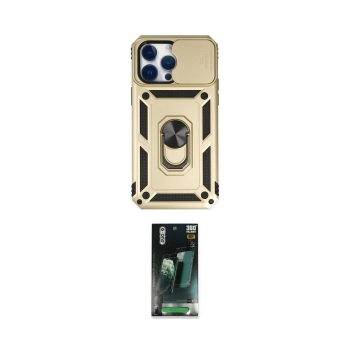 MARSİLYAN™- iPhone 14 Pro Max Kılıf Ahenk Klasik - Siyah 360 Mat Full Body Arka Koruyucu