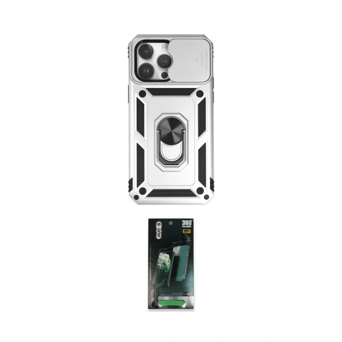 MARSİLYAN™- iPhone 14 Pro Max Kılıf Ahenk Klasik - Siyah 360 Mat Full Body Arka Koruyucu