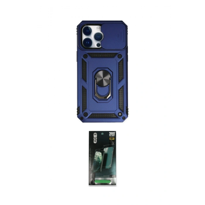 MARSİLYAN™- iPhone 14 Pro Max Kılıf Ahenk Klasik - Siyah 360 Mat Full Body Arka Koruyucu