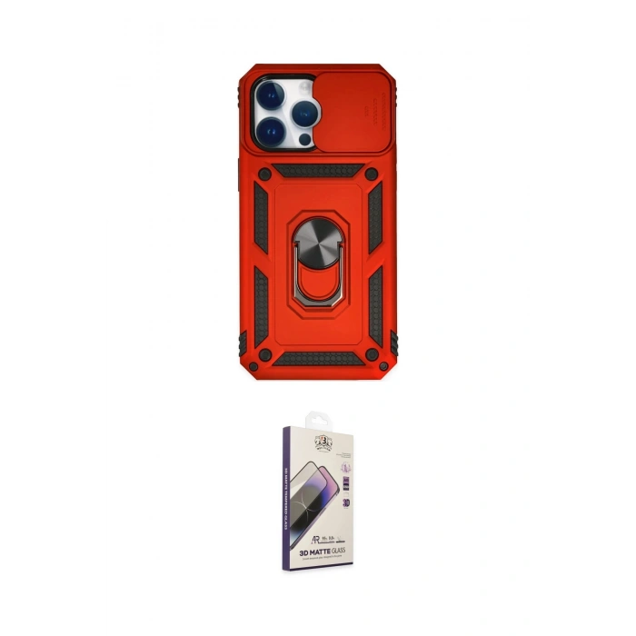 MARSİLYAN™- iPhone 14 Pro Max Kılıf Ahenk Klasik - Siyah Bilvis 3D Mat Cam Ekran Koruyucu