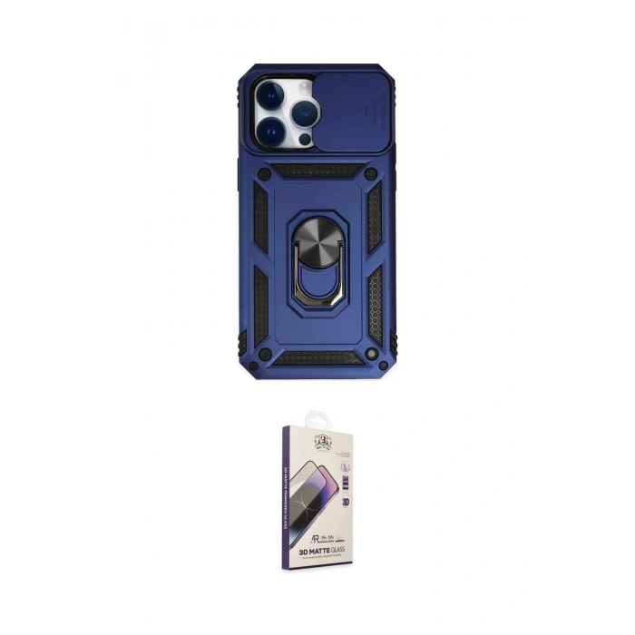 MARSİLYAN™- iPhone 14 Pro Max Kılıf Ahenk Klasik - Siyah Bilvis 3D Mat Cam Ekran Koruyucu