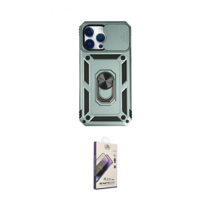 MARSİLYAN™- iPhone 14 Pro Max Kılıf Ahenk Klasik - Siyah Bilvis 3D Mat Cam Ekran Koruyucu