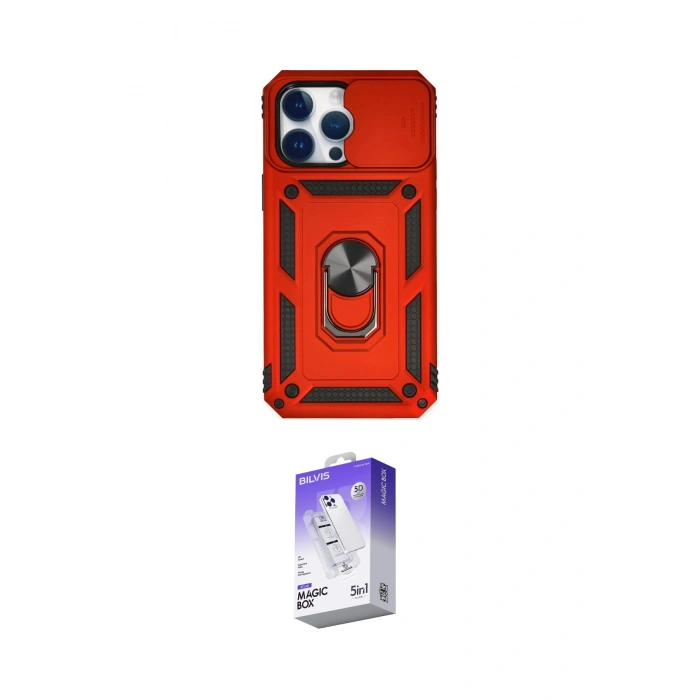 MARSİLYAN™- iPhone 14 Pro Max Kılıf Ahenk Klasik - Siyah Bilvis 5in1 3D Magic Cam Ekran Koruyucu
