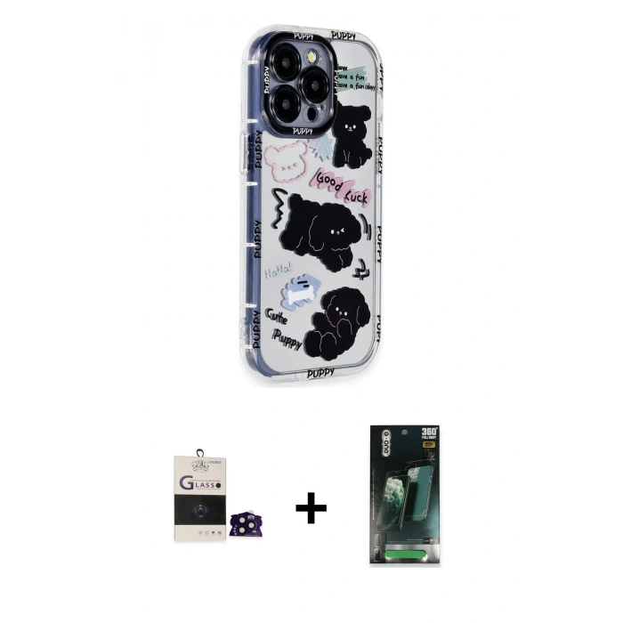 MARSİLYAN™- iPhone 14 Pro Max Kılıf Ahenk Modern Serisi - Siyah 360 Mat Full Body Arka Koruyucu + Bilvis Titan Kamera Lens - SH