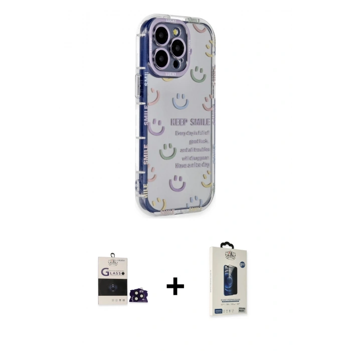 MARSİLYAN™- iPhone 14 Pro Max Kılıf Ahenk Modern Serisi - Siyah Bilvis Hayalet Cam Ekran Koruyucu + Bilvis Titan Kamera Lens - SH