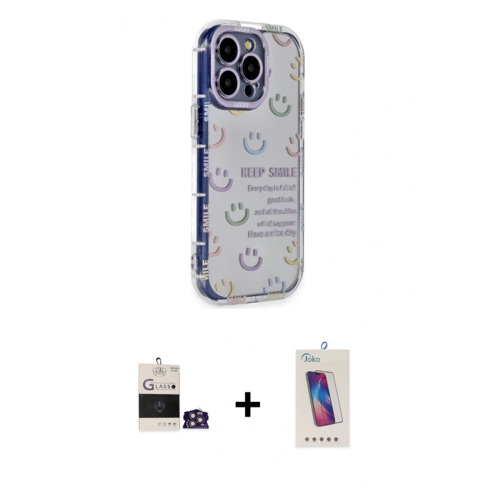 MARSİLYAN™- iPhone 14 Pro Max Kılıf Ahenk Modern Serisi - Siyah Joko 5D Cam + Bilvis Titan Kamera Lens - GS