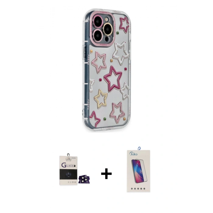 MARSİLYAN™- iPhone 14 Pro Max Kılıf Ahenk Modern Serisi - Siyah Joko 5D Cam + Bilvis Titan Kamera Lens - SH