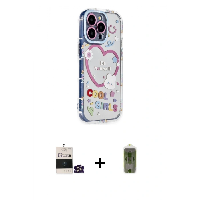 MARSİLYAN™- iPhone 14 Pro Max Kılıf Ahenk Modern Serisi - Siyah Joko Magic 5D Hayalet Cam + Bilvis Titan Kamera Lens - GD