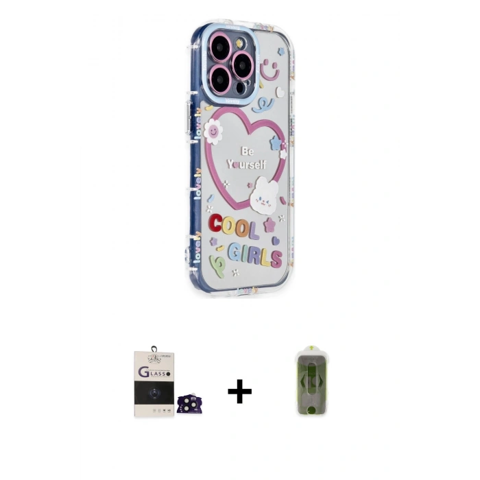 MARSİLYAN™- iPhone 14 Pro Max Kılıf Ahenk Modern Serisi - Siyah Joko Magic 5D Hayalet Cam + Bilvis Titan Kamera Lens - SH