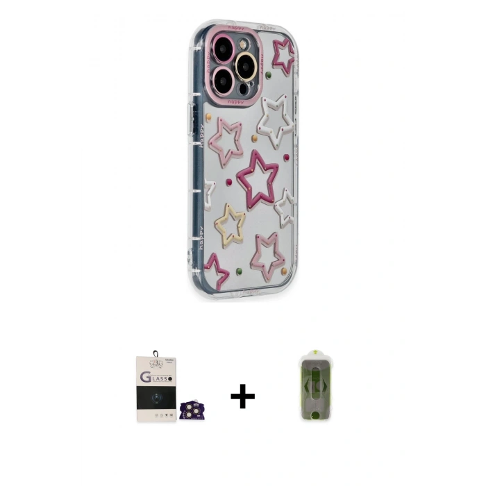 MARSİLYAN™- iPhone 14 Pro Max Kılıf Ahenk Modern Serisi - Siyah Joko Magic 5D Hayalet Cam + Bilvis Titan Kamera Lens - GD