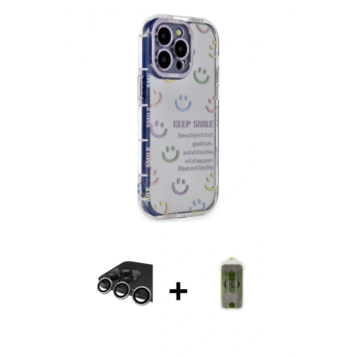 MARSİLYAN™- iPhone 14 Pro Max Kılıf Ahenk Modern Serisi - Siyah Joko Magic 5D Hayalet Cam + Raze Metal Kamera Lens - GS