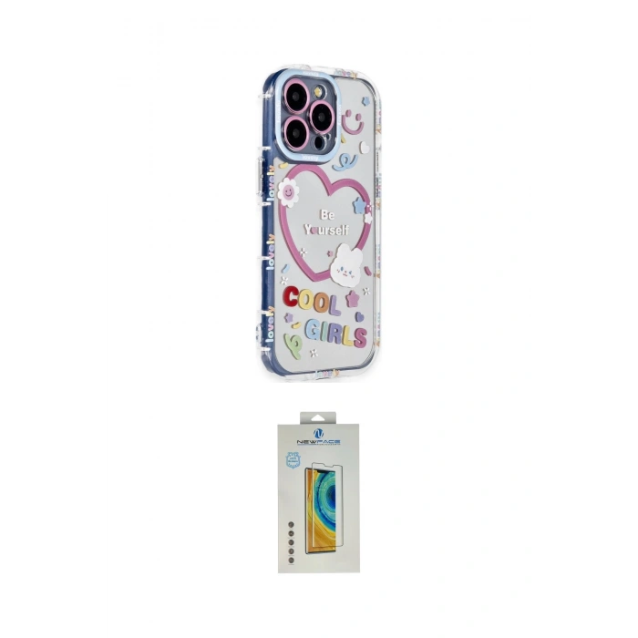 MARSİLYAN™- iPhone 14 Pro Max Kılıf Ahenk Modern Serisi - Siyah Polymer Nano Ekran Koruyucu