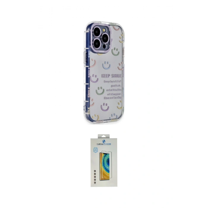 MARSİLYAN™- iPhone 14 Pro Max Kılıf Ahenk Modern Serisi - Siyah Polymer Nano Ekran Koruyucu