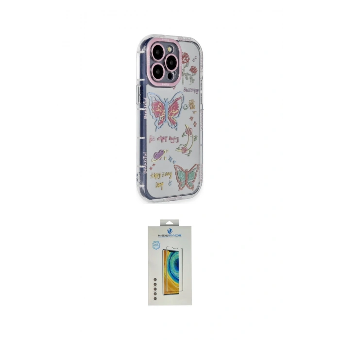 MARSİLYAN™- iPhone 14 Pro Max Kılıf Ahenk Modern Serisi - Siyah Polymer Nano Ekran Koruyucu