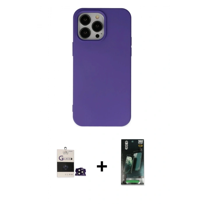 MARSİLYAN™- iPhone 14 Pro Max Kılıf Ahenk Serisi - Şeffaf 360 Full Body Arka Koruyucu + Bilvis Titan Kamera Lens - SH