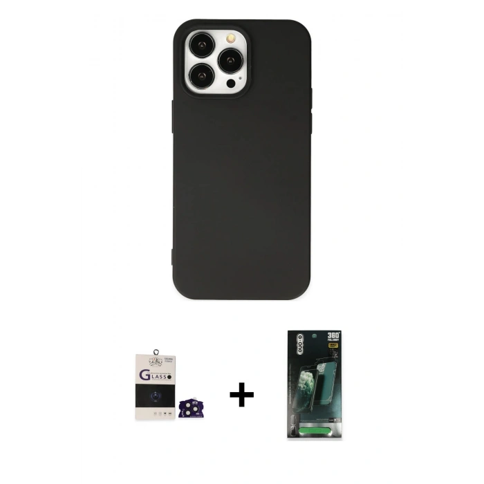 MARSİLYAN™- iPhone 14 Pro Max Kılıf Ahenk Serisi - Şeffaf 360 Full Body Arka Koruyucu + Bilvis Titan Kamera Lens - DNMR